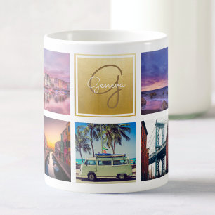Name Gold für das Monogramm "Custom Travel Foto Co Kaffeetasse