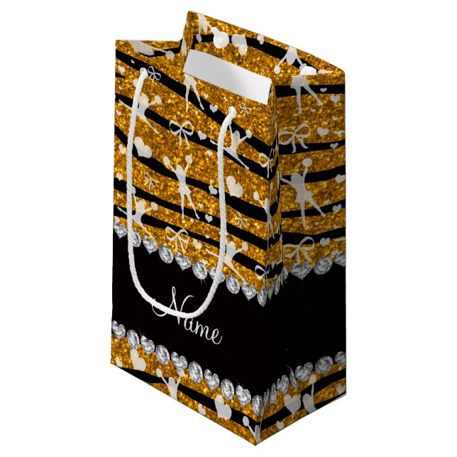 Name gold Glitzer zebra streifen chelead Kleine Geschenktüte (Vorderseite Schrägansicht)