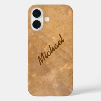 Name Gold Stone Look iPhone 16 Hülle
