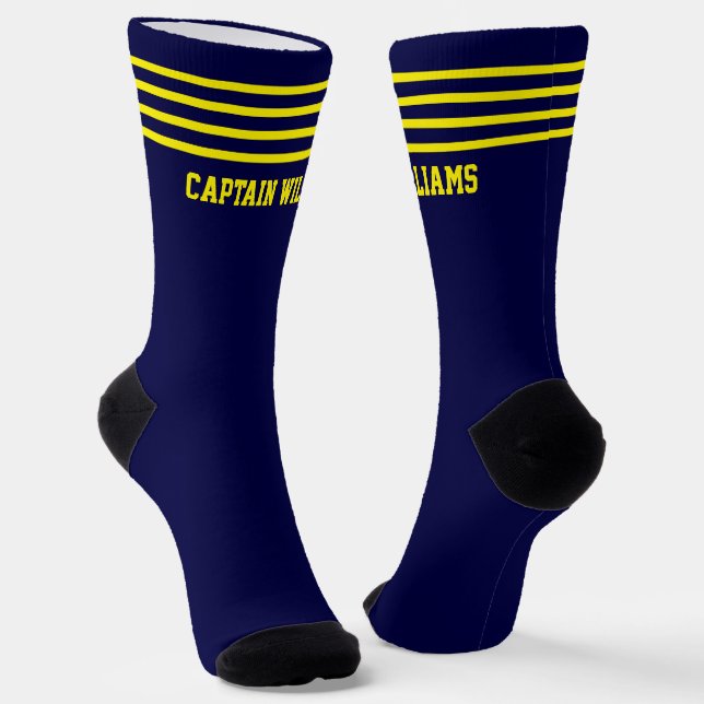 Name Gold Streifen auf Navy Blue Socks hinzufügen Socken (Gewinkelt)