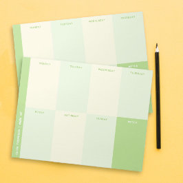 Name Green School Weekekly Planner Notizblock