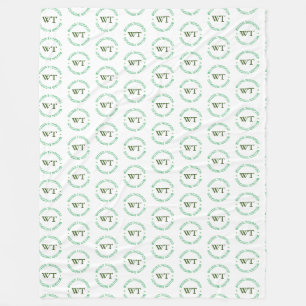 Name (grün, monogramm) gestanzter Allover Klar Fleecedecke