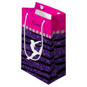 Name gymnast lila Glitzer zebra streifen Kleine Geschenktüte