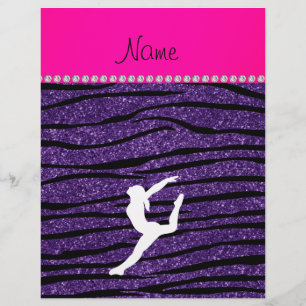 Name Gymnastik lila Glitzer Zebrastreifen Flyer