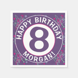 Name Happy Birthday Age Lila Aquamarine rosa Forme Serviette