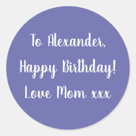 Name Happy Birthday Periwinkle Geschenketikett Runder Aufkleber