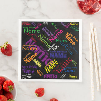 Name Happy Birthday Standard Dinner Napkins hinzuf Serviette