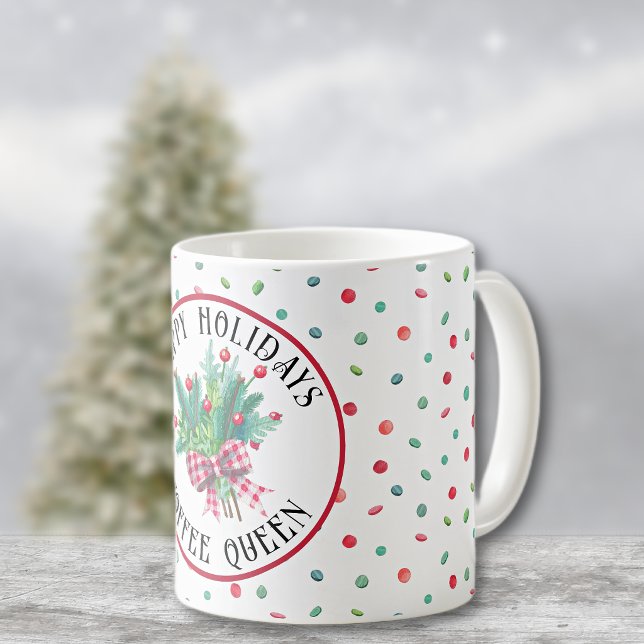 Name Happy Holidays Green Ferns Candy Muster 11oz Kaffeetasse (Von Creator hochgeladen)