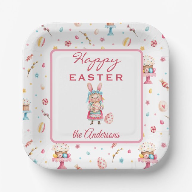 Name, Happy Oaster Spring 7-in-Square Paper Teller (Vorderseite)