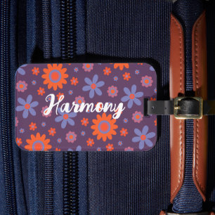 Name Happy Retro Blume 70er Daisy Funny Niedlich h Gepäckanhänger