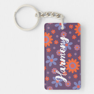 Name Happy Retro Blume 70er Daisy Funny Niedlich h Schlüsselanhänger