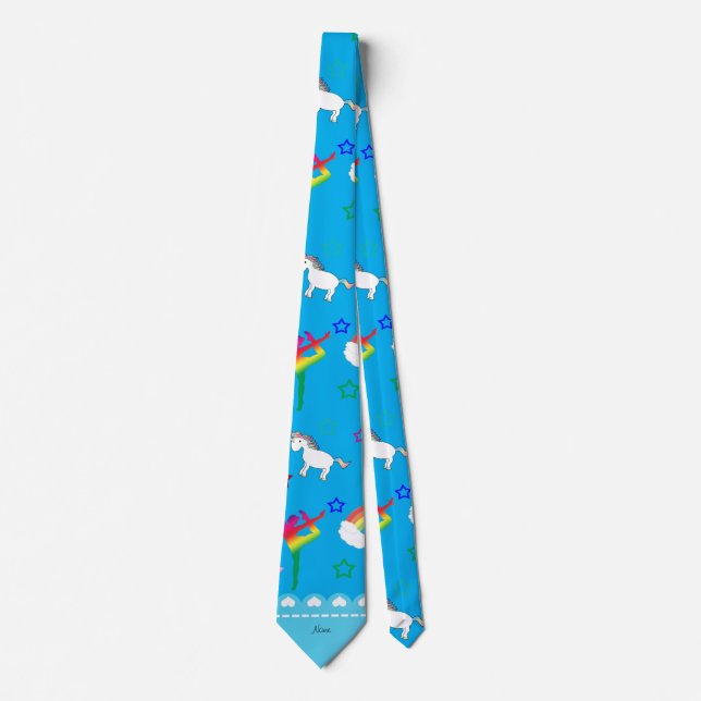 Name Himmelblau Gymnastik Regenbogen unicorns Krawatte (Vorderseite)