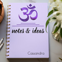 Name, Hinweise und Ideen Lila Om Symbol Notebook