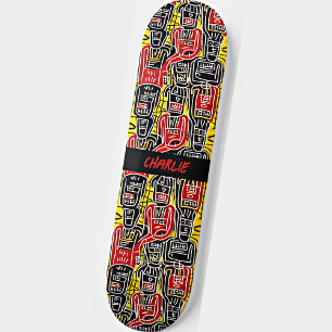 Name hinzufügen, Abstrakte rote, gelbe schwarze Za Skateboard