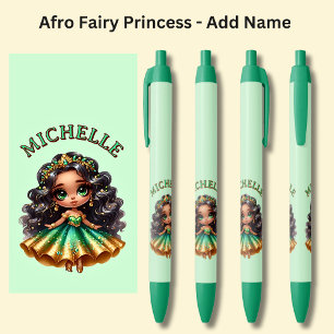 Name hinzufügen, Afro Fairy Princess mit Juwelen a Kugelschreiber