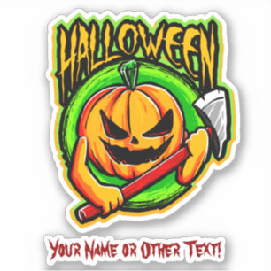 Name hinzufügen, Ax Murderer Pumpkin Kopf Green Br Aufkleber