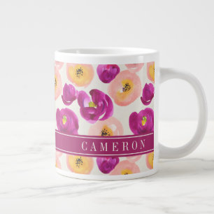 Name hinzufügen Botanisches Wasserfarbmuster Jumbo-Tasse