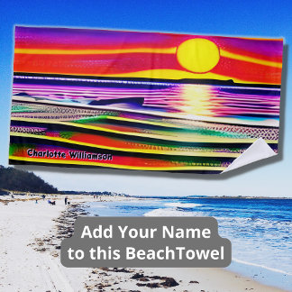 Name hinzufügen, Crayon Zeichnend farbiger Sonnenu Strandtuch