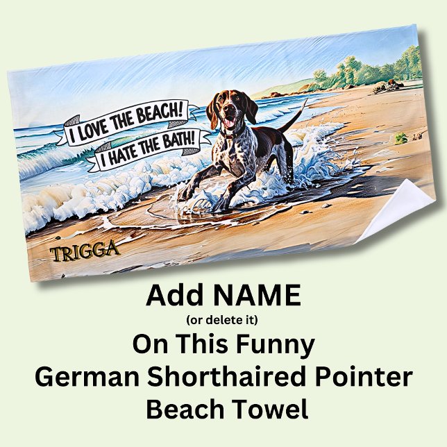 Name hinzufügen, deutscher Kurzzeiger in Wellen Strandtuch (Von Creator hochgeladen)