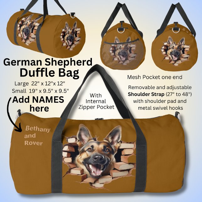 Name hinzufügen, deutscher Schäferhund, der aus Duffle Bag (Von Creator hochgeladen)