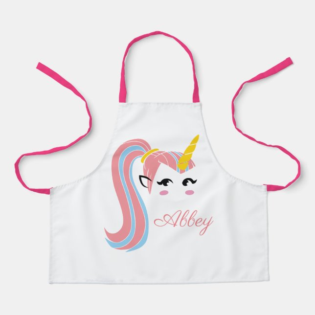 Name hinzufügen. Einhorn, mit Pferdeschwanz. Schürze (Vorderseite)