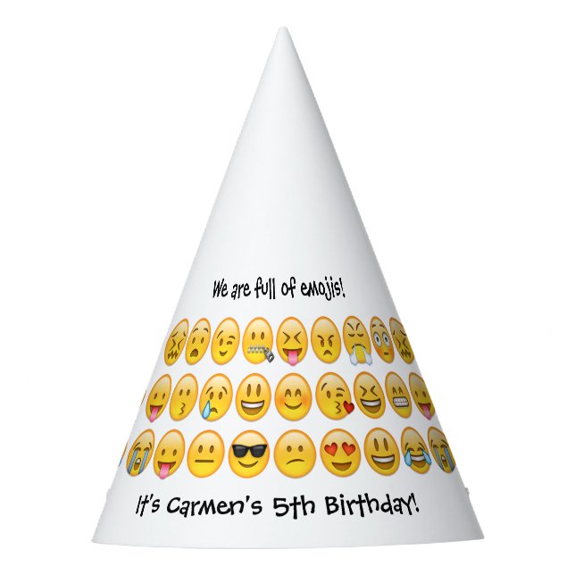Name hinzufügen - Emoji Geburtstagspartei Personal Partyhütchen (Vorderseite)