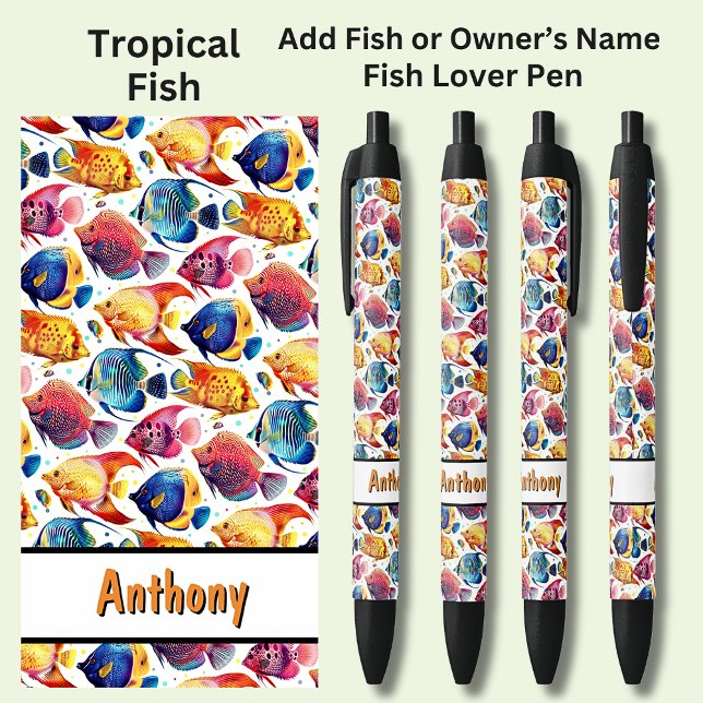 Name hinzufügen, farbenfroher tropischer Fisch Kugelschreiber (Von Creator hochgeladen)