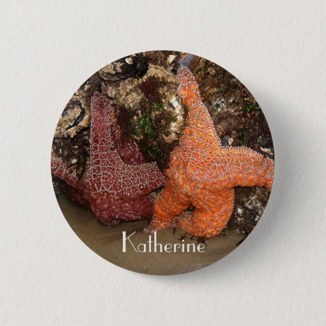 Name hinzufügen: Farbige Starfish/Sea Star Foto 3 Button (Vorderseite)