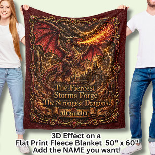 Name hinzufügen Feuerdrache Rot 3D Effekt Motivier Fleecedecke