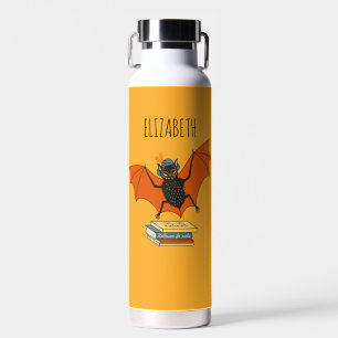 Name hinzufügen Fledermaus Bibliothekar mit Bücher Trinkflasche