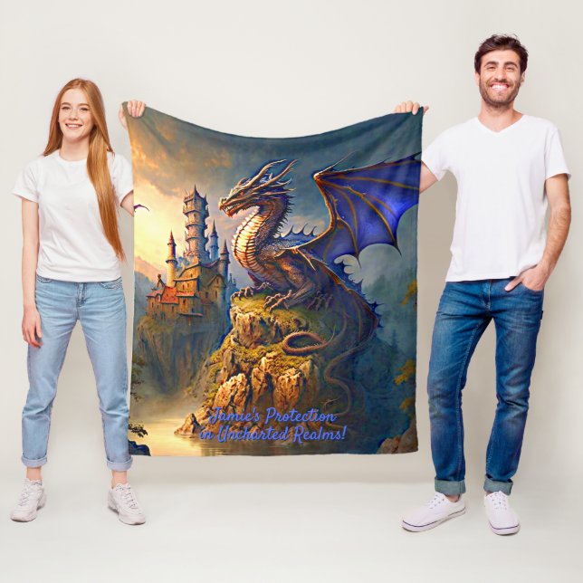 Name hinzufügen: Golden Blue Lila Dragon at Sunset Fleecedecke (Beispiel)