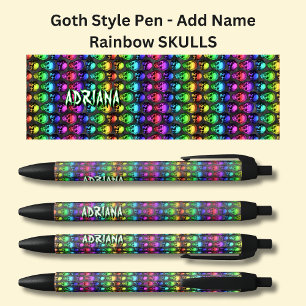 Name hinzufügen, Goth Gothic Rainbows Skulls auf s Kugelschreiber
