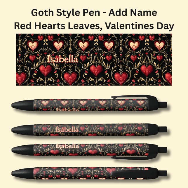 Name hinzufügen Goth Gothic Red Valentines Hearts  Kugelschreiber (Von Creator hochgeladen)