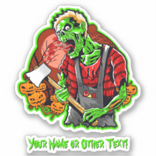Name hinzufügen: Green Ax Murderer Monster Pumpkin Aufkleber