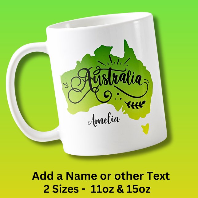Name hinzufügen - Green Yellow Australia Map Kaffeetasse (Von Creator hochgeladen)