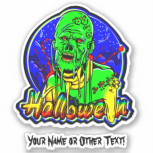 Name hinzufügen, grüner tropfender Halloween-Monst Aufkleber