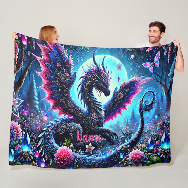 Name hinzufügen, Juwelieren Pink Aqua Blue Fantasy Fleecedecke (Beispiel)