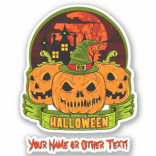 Name hinzufügen, Monster Pumpkin Kopf Hexenhut Spu Aufkleber