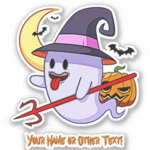 Name hinzufügen, Niedlich Ghost Pumpkin Red Triden Aufkleber