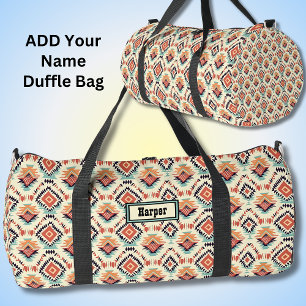 Name hinzufügen, Orange, Aquamariner, geometrische Duffle Bag