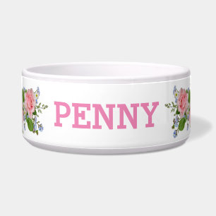 Name hinzufügen Pretty In Pink - Rosen Hunde Schal Napf