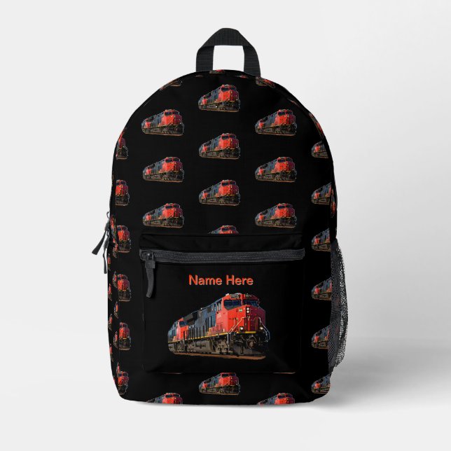 Name hinzufügen - Red Diesel Loco Bedruckter Rucksack (Vorderseite)