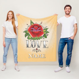 Name hinzufügen Rote Rose Tattoo-LIEBE ändern Fleecedecke