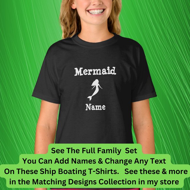 Name hinzufügen, Set für das Mermaid-Boot-Matching T-Shirt (Von Creator hochgeladen)