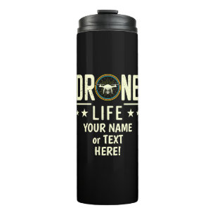 Name hinzufügen, Text ändern, Drohnenlebensdauer h Thermosbecher