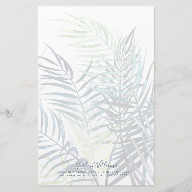 Name hinzufügen| Twilight Palms - Tropische Blätte Briefpapier (Vorderseite)