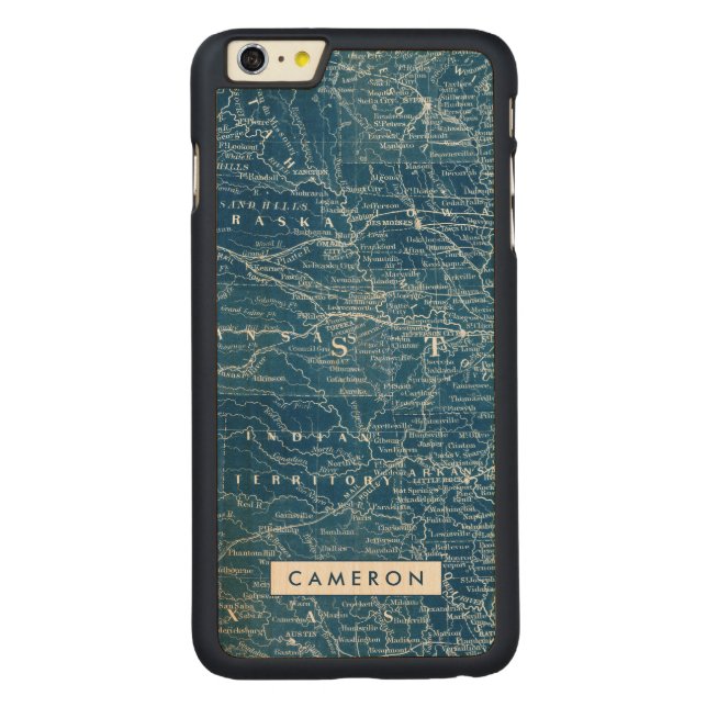 Name hinzufügen| US-Kartenkonzept Carved Wood iPhone Hülle (Rückseite)