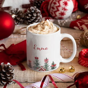 Name Ho Ho Ho Red Bow Weihnachtsbaum Geschenk Tass Kaffeetasse