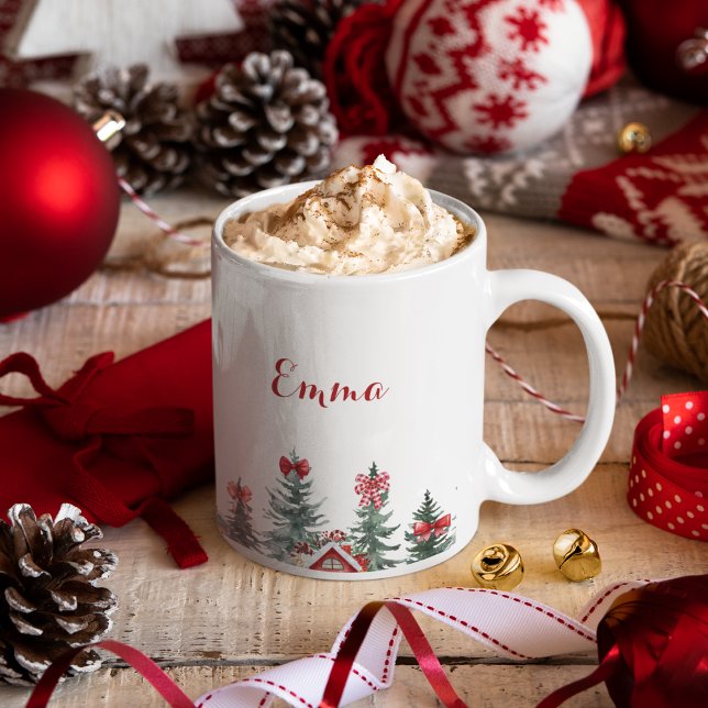 Name Ho Ho Ho Red Bow Weihnachtsbaum Geschenk Tass Kaffeetasse (Von Creator hochgeladen)