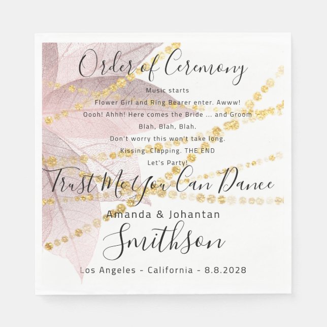 Name Hochzeitsprogramm Rose Gold Funny Quotes Serviette (Vorderseite)